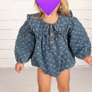 Charming Blue Ruffled Kids Romper